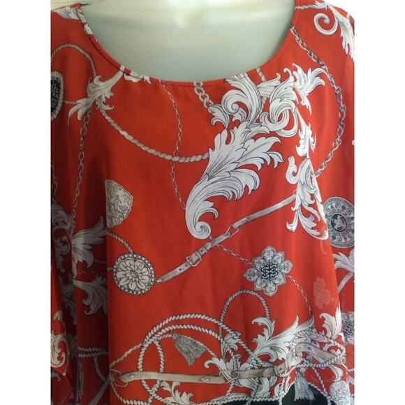 Alyx Top Red Kimono Over Black Tank Sz 1X Artsy Boho - Picture 2 of 10